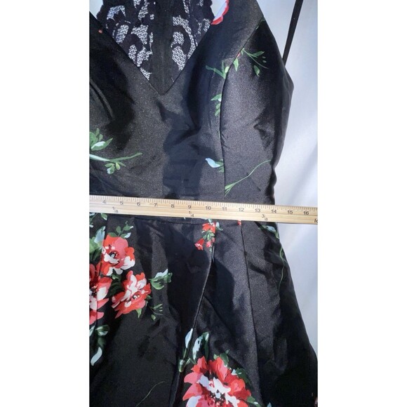 B Smart Mini Dress Black Floral Lined Tule Juniors Size 15 - Picture 6 of 6